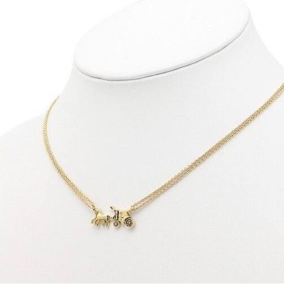 NWT Coach Horse And Carriage Double Chain Necklace Gold F33375 - Picture 3 of 3